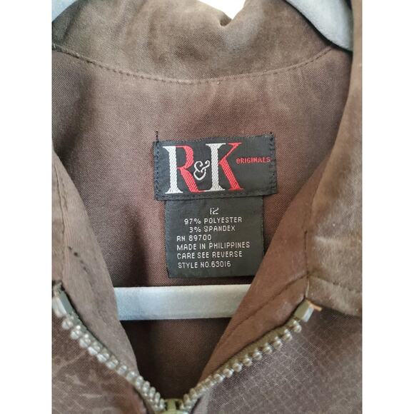 Women's Faux Suede Animal Print Jacket, Olive Green Alligator Zip Front, Size 12 - Picture 2 of 7